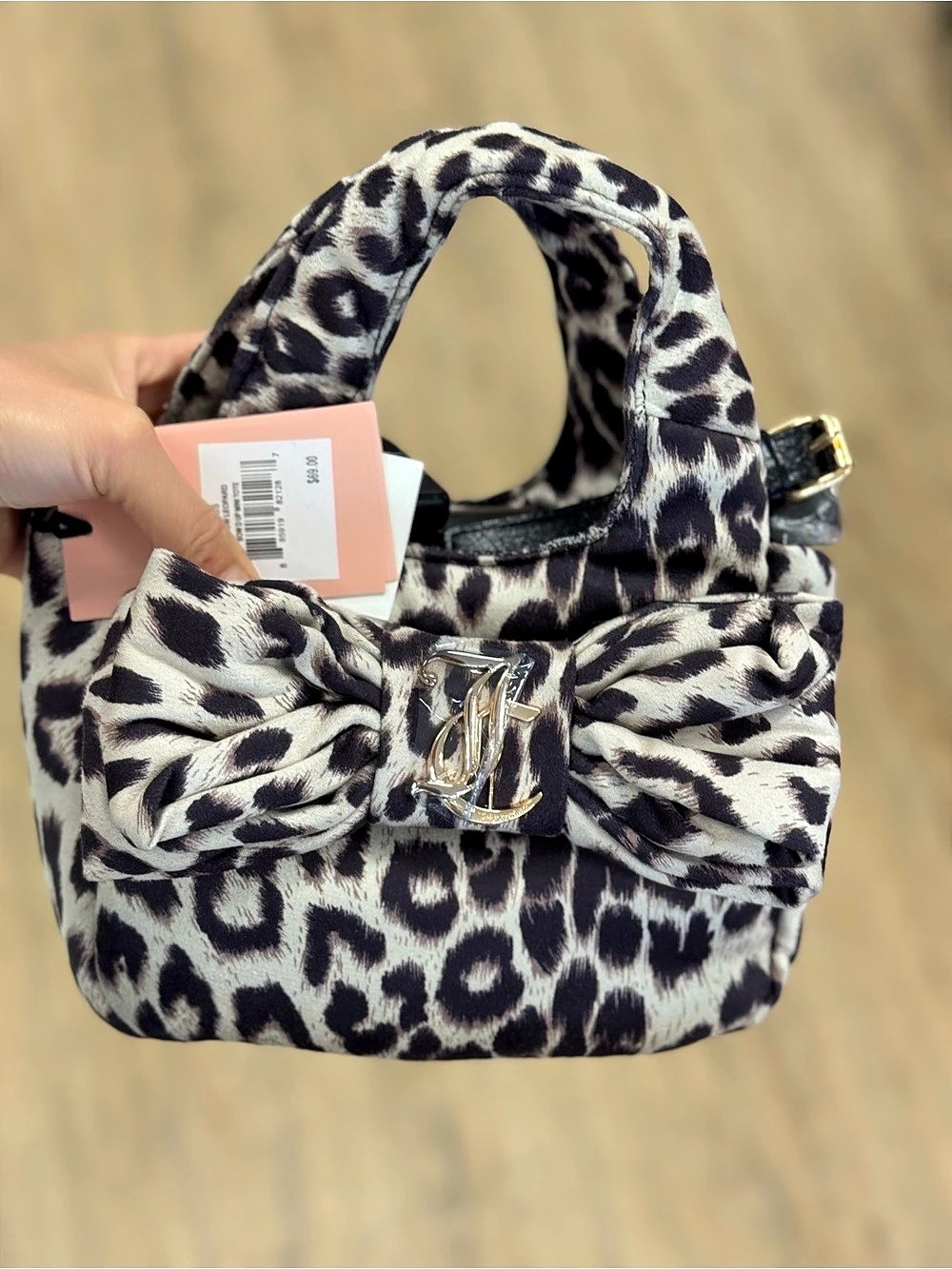 Juicy Couture Leopard Bow Shoulder Bag in Black & White NWT